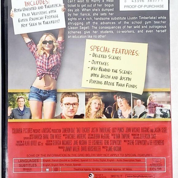 Bad Teacher (2011 Film) Comedy/Romance [DVD] - Picture 3 of 3